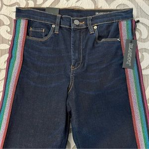 BlankNYC The Bond Metallic Rainbow Stripe Dark Wash Jeans Size 29 NWT $128
